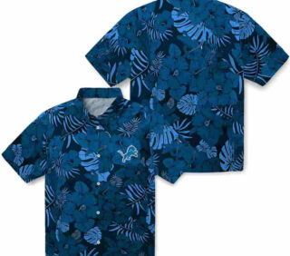 Jungle Vibes Blue Detroit Lions Hawaiian Shirt