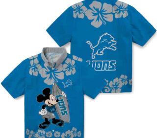Surfing Mickey Blue Detroit Lions Hawaiian Shirt