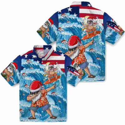 Surfing Santa Blue Denver Broncos Hawaiian Shirt
