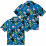 Flamingo Leaf Motif Blue Detroit Lions Hawaiian Shirt