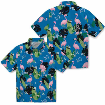 Flamingo Leaf Motif Blue Detroit Lions Hawaiian Shirt