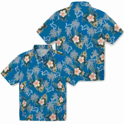Palm Tree Flower Blue Detroit Lions Hawaiian Shirt