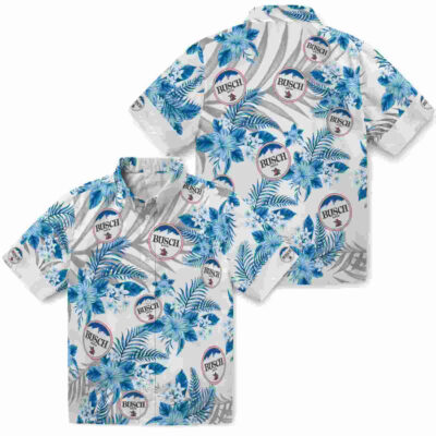 Hibiscus Palm Leaves Blue White Detroit Lions Hawaiian Shirt