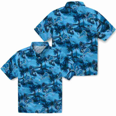 Coastal Palms Blue Detroit Lions Hawaiian Shirt