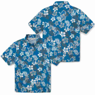 Tropical Floral Blue Detroit Lions Hawaiian Shirt