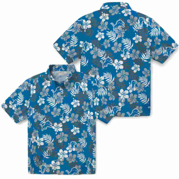 Tropical Floral Blue Detroit Lions Hawaiian Shirt