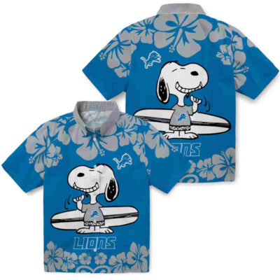 Snoopy Surf Blue White Detroit Lions Hawaiian Shirt