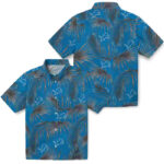 Leafy Palms Blue Detroit Lions Hawaiian Shirt