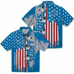 Stitched Flag Blue Detroit Lions Hawaiian Shirt