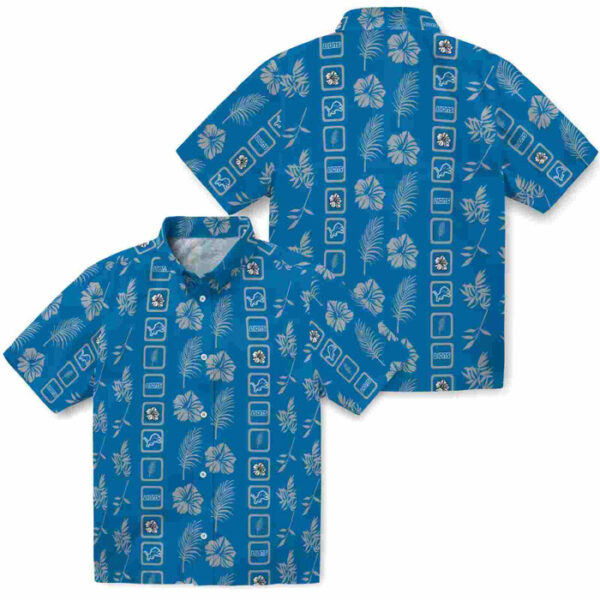 Framed Floral Blue Detroit Lions Hawaiian Shirt