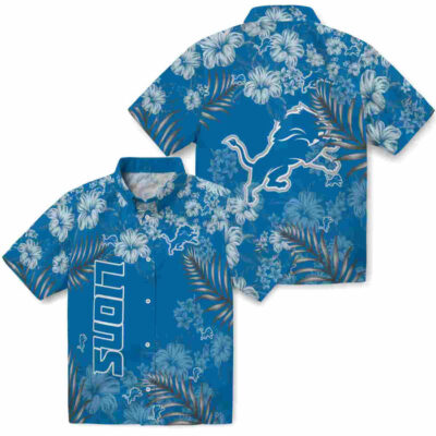 Hibiscus Print Blue Detroit Lions Hawaiian Shirt