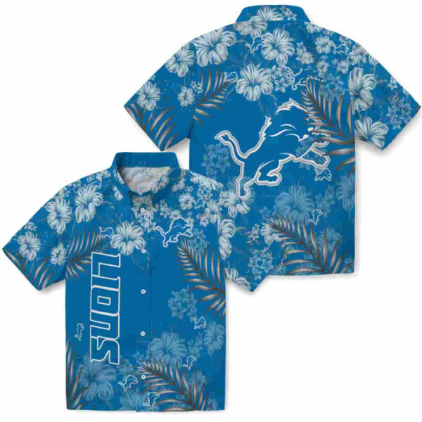 Hibiscus Print Blue Detroit Lions Hawaiian Shirt
