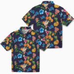 Hibiscus And Fruit Navy Blue Detroit Lions Hawaiian Shirt