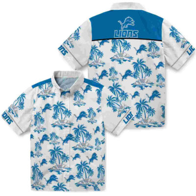 Palm Island Print Blue White Detroit Lions Hawaiian Shirt
