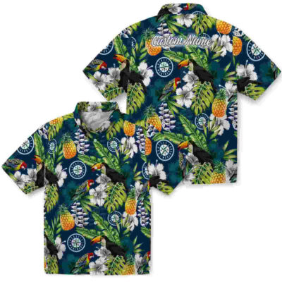 Customized Tropical Toucan Navy Blue Green Seattle Mariners Hawaiian Shirt