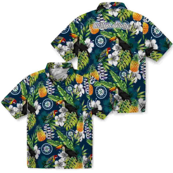 Customized Tropical Toucan Navy Blue Green Seattle Mariners Hawaiian Shirt