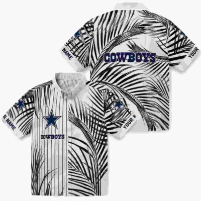 Palm Stripes Blue Black White Dallas Cowboys Hawaiian Shirt