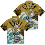 Customized Surfing Skeleton Gold Blue UCF Knights Hawaiian Shirt
