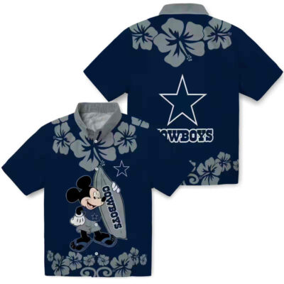 Surfing Mickey Blue Dallas Cowboys Hawaiian Shirt