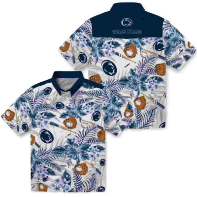 Customized Floral Baseball Blue White Penn State Nittany Lions Hawaiian Shirt