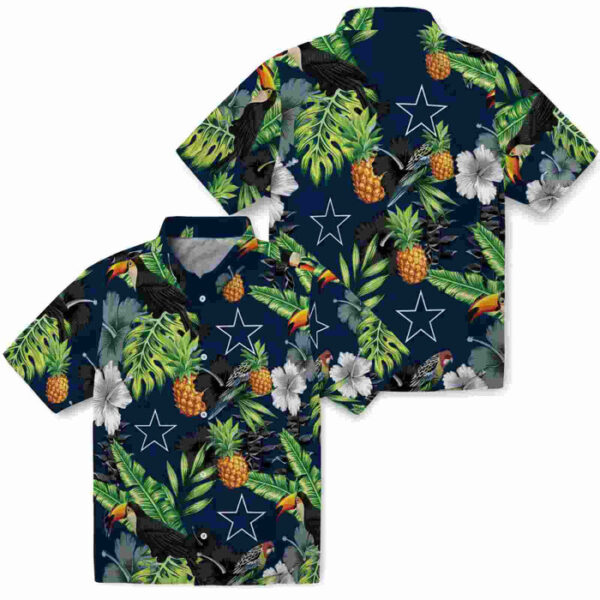Toucan Hibiscus Pineapple Blue Green Dallas Cowboys Hawaiian Shirt