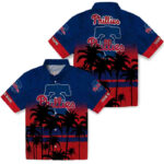 Customized Sunset Pattern Blue Black Philadelphia Phillies Hawaiian Shirt
