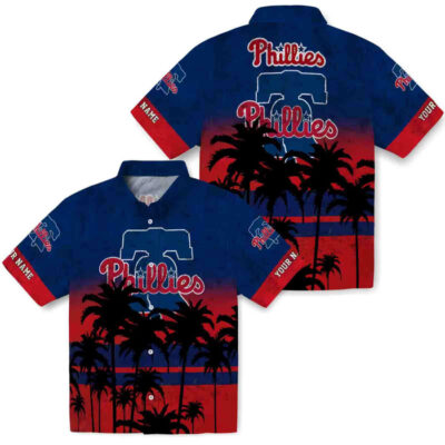 Customized Sunset Pattern Blue Black Philadelphia Phillies Hawaiian Shirt