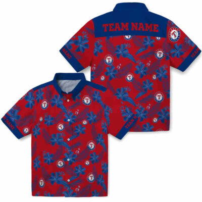 Customized Botanical Print Red Texas Rangers Hawaiian Shirt