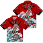 Customized Surfing Skeleton Red Blue Texas Tech Red Raiders Hawaiian Shirt