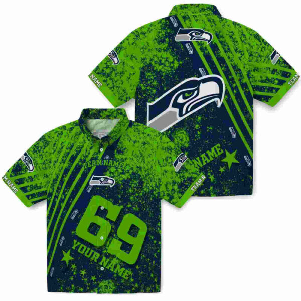 Customized Star Stripes Blue Seattle Seahawks Hawaiian Shirt