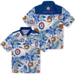 Customized Floral Baseball Blue White Texas Rangers Hawaiian Shirt