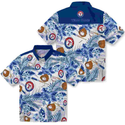 Customized Floral Baseball Blue White Texas Rangers Hawaiian Shirt