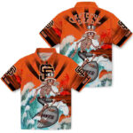 Customized Surfing Skeleton Orange Blue San Francisco Giants Hawaiian Shirt