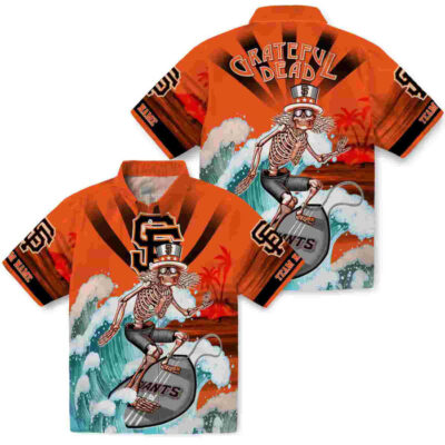 Customized Surfing Skeleton Orange Blue San Francisco Giants Hawaiian Shirt