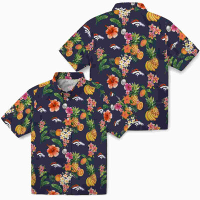 Hibiscus And Fruit Navy Blue Denver Broncos Hawaiian Shirt