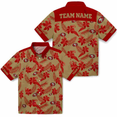 Customized Botanical Print Gold San Francisco 49ers Hawaiian Shirt