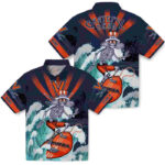 Customized Surfing Skeleton Blue Virginia Cavaliers Hawaiian Shirt