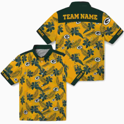 Customized Botanical Print Gold Green Bay Packers Hawaiian Shirt