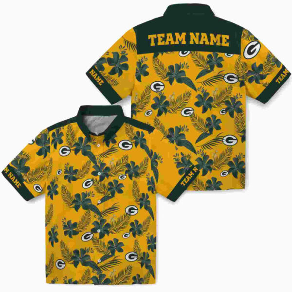Customized Botanical Print Gold Green Bay Packers Hawaiian Shirt