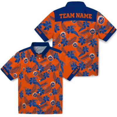 Customized Botanical Print Orange New York Mets Hawaiian Shirt