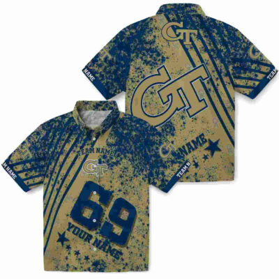 Customized Star Stripes Gold Georgia Tech Yellow Jackets Hawaiian Shirt