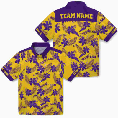 Customized Botanical Print Gold LSU Tigers Hawaiian Shirt