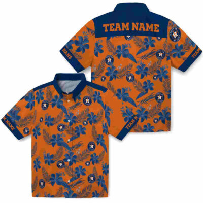 Customized Botanical Print Orange Houston Astros Hawaiian Shirt