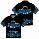 Hibiscus Stripe Blue Black Los Angeles Chargers Hawaiian Shirt