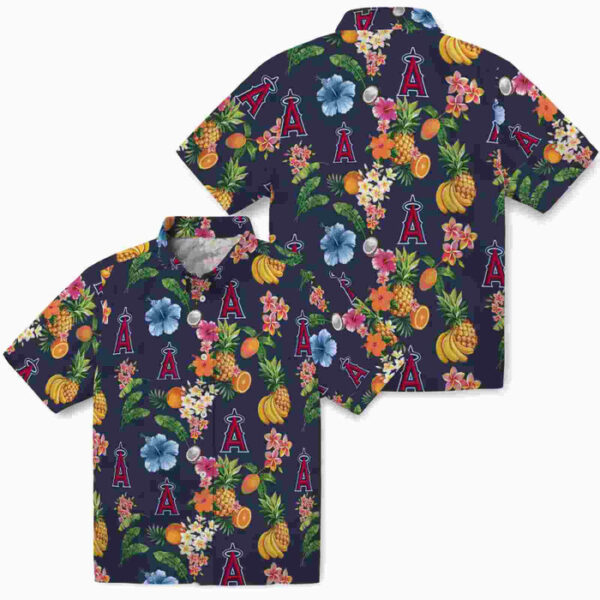 Hibiscus And Fruit Navy Blue Los Angeles Angels Hawaiian Shirt