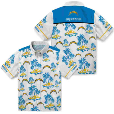 Palm Island Print Blue White Los Angeles Chargers Hawaiian Shirt