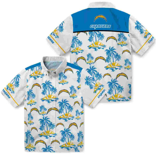 Palm Island Print Blue White Los Angeles Chargers Hawaiian Shirt