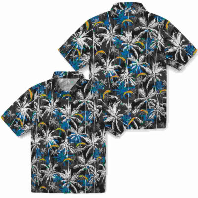 Palm Pattern Blue Black Los Angeles Chargers Hawaiian Shirt