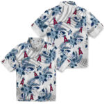 Hibiscus Palm Leaves Blue White Los Angeles Angels Hawaiian Shirt