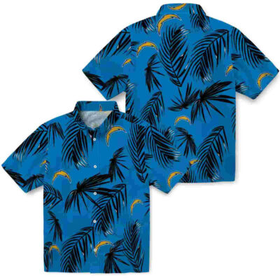 Palm Leaf Blue Los Angeles Chargers Hawaiian Shirt